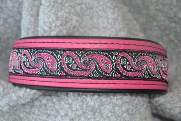 Halsband Doppelleder schwarz/pink / SSDN12109